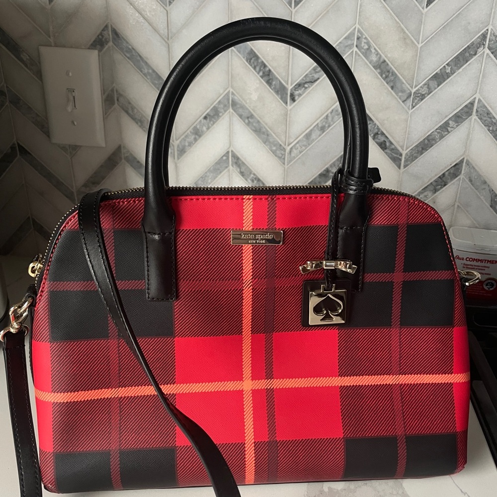 Kate Spade Red and Black Checkered Satchel